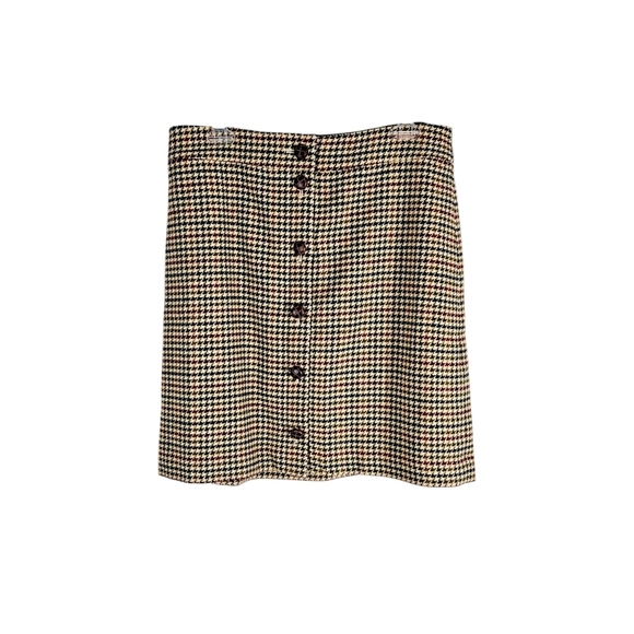 NWT Talbots Tan Multicolored Houndstooth Wool Plaid Skirt - Picture 1 of 5